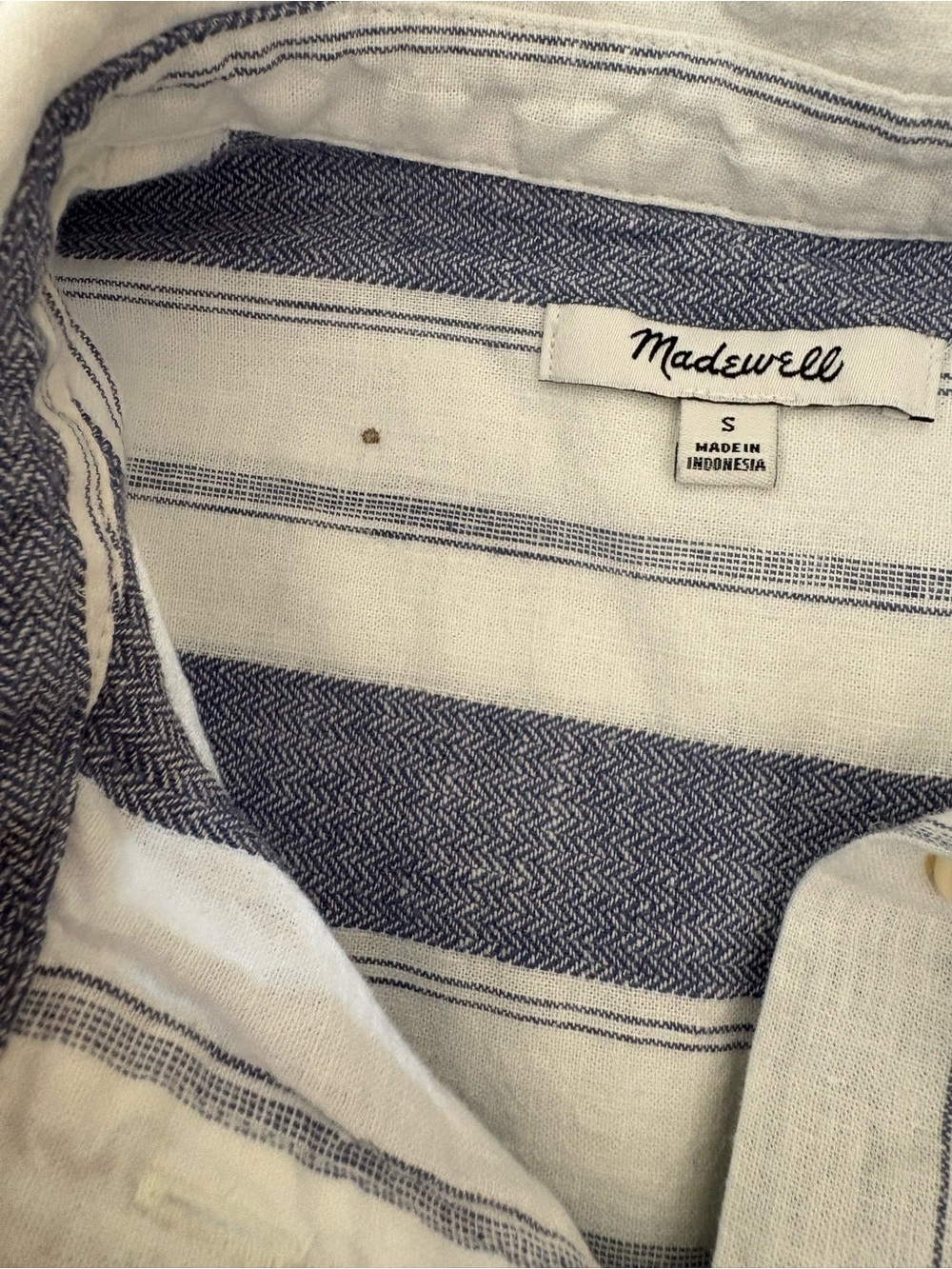 Small Madewell Blue White Herringbone Striped Linen Blend Sleeveless Shirt - Picture 15 of 15